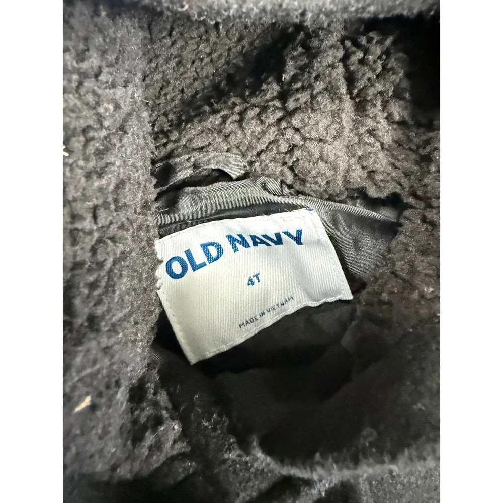 Old Navy Kids Black Sherpa Lined Hooded Pea‎ Coat with Animal Ears 4T Jacket
